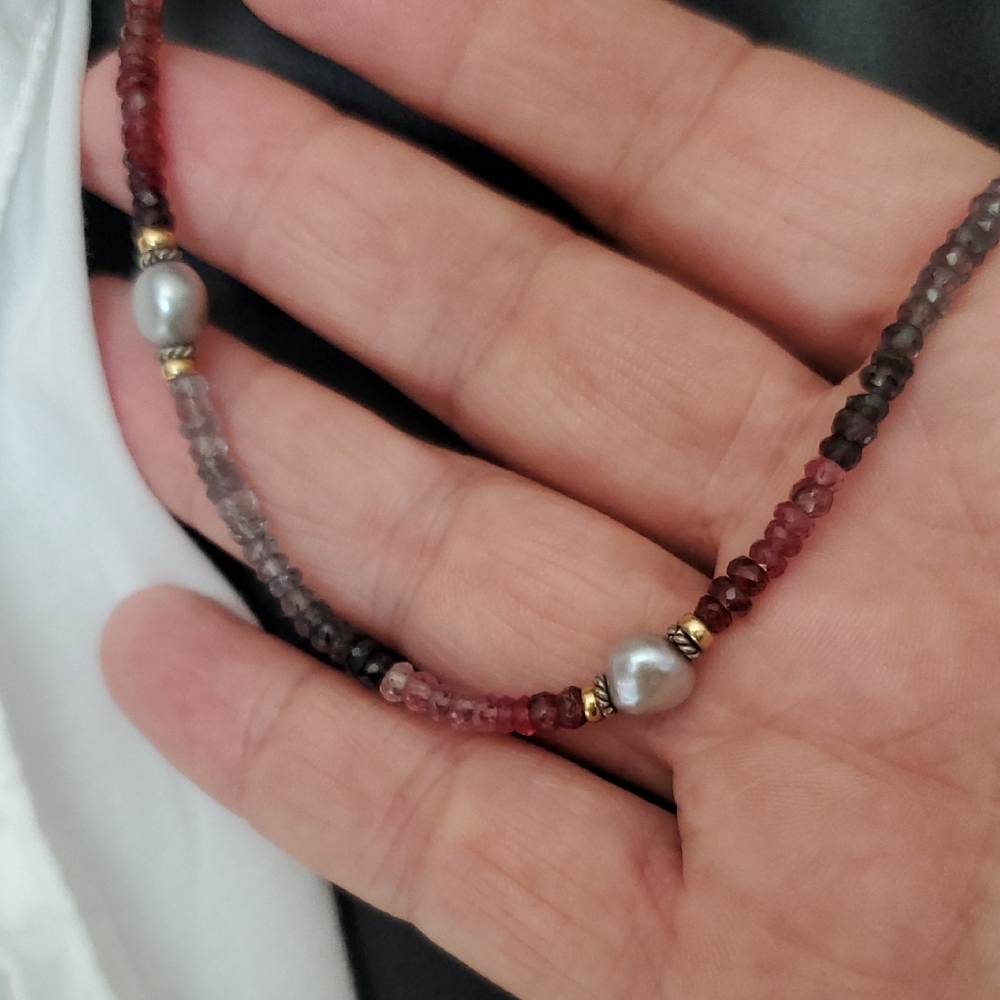 Sundance Red and Gray Beaded Necklace - Picture 3 of 4
